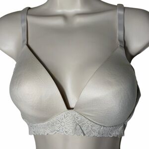 Aerie Real Sunnie Wireless Lightly Lined Lace beige bra 34D